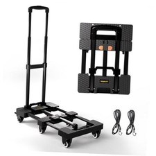 Folding Hand Truck 500lbs, Portable Heavy Duty Dolly Cart, 6 Wheels 1.70 Black