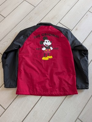 Disney Vans Mickey Mouse Windbreaker Jacket Kids Large Red Black Snap On