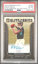 MALIK WILLIS 2022 PANINI OPTIC ELITE SERIES ROOKIES 1/1 GOLD VINYL AUTO PSA 6 RC
