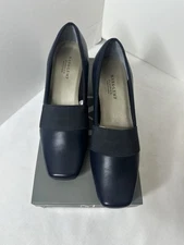 Mark Lemp shoes Pumps Navy Nappa Leather Sz 7 New In Box NEW Style Logic