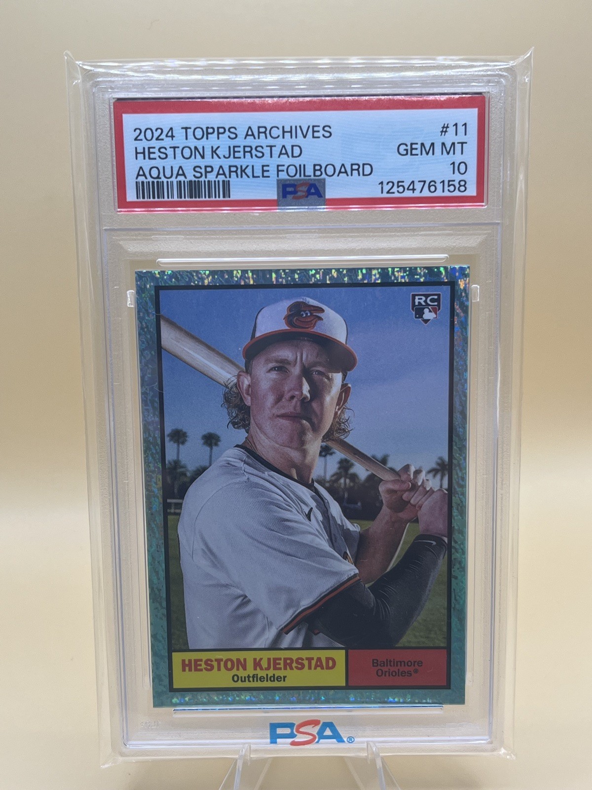 2024 Topps Archives 1961 Topps Heston Kjerstad #11 Aqua Sparkle Foilboard 35/75
