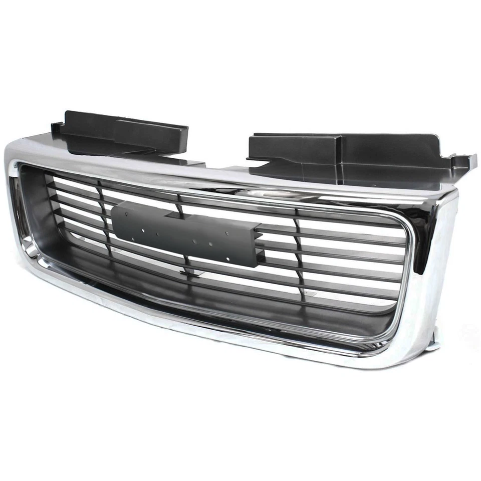 Grille For 98-2004 GMC Sonoma 98-2001 Jimmy Chrome Shell w/ Gray Insert Plastic - Image 2 of 4