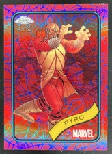 2025 Topps Chrome Marvel Blue & Red Spider Web Refractor #66 Pyro /62
