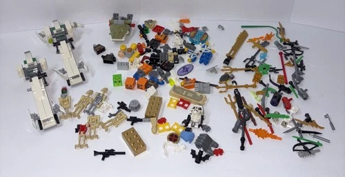 LEGO 6.6 Oz Accessories Lot , Minifigure Pieces, Star Wars, Minecraft, Weapons