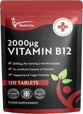 Vitamin B12 Tablets 2000mcg High Strength Methylcobalamin Form 120 Vegan Tablets