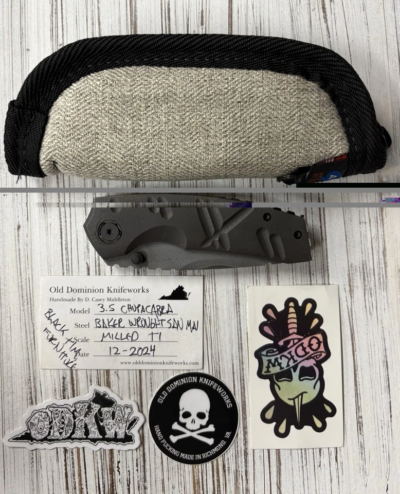 Old Dominion Knife Works Chupacabra 3.5 Baker Wrought San Mai Milled Ti Scales - Imagem 3 de 4