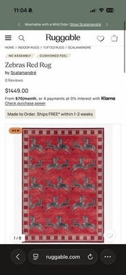 Brand New Scalamandre & Ruggable 10 x14  Machine Washable Area Rug($1449 retail)
