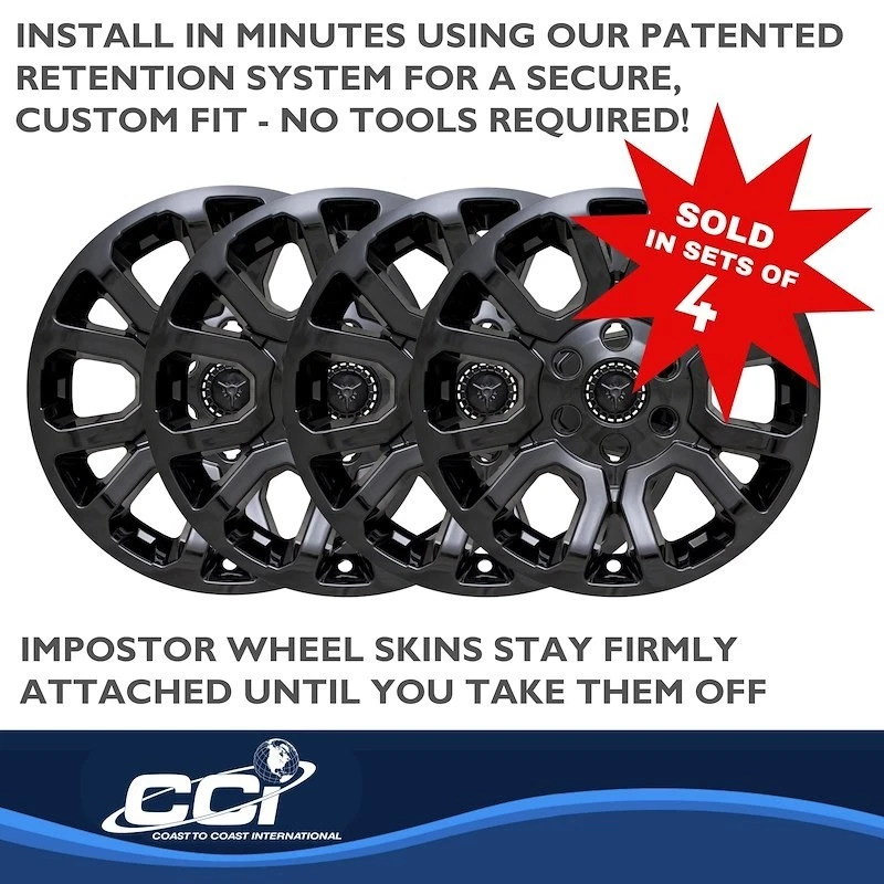 4 Tapacubos de rueda negros de 18" para GMC SIERRA 1500 YUKON 2014-19 Foto 2 de 3