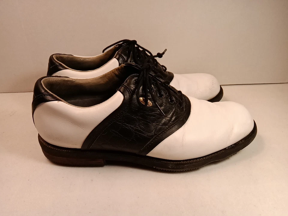 Etonic Lite-Tech Golf Shoes Mens Size 8M White & Black Leather Oxfords - Image 3 of 4