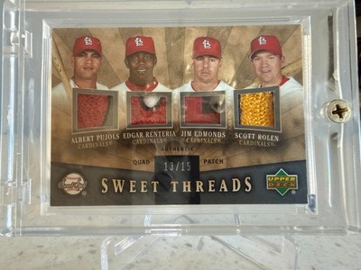 2004 UD Sweet Spot 'Sweet Threads' QUAD Pujols/Renteria/Edmonds/Rolen #13/15