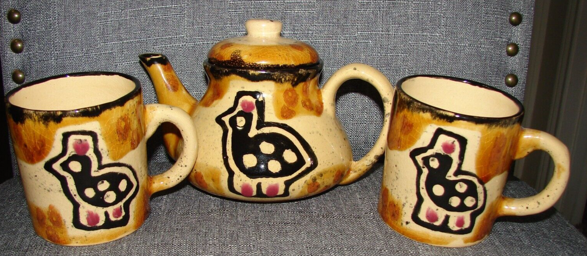 Kazuri 2000 LTD Masai Teapot & Cups Handmade Kenya Decorative Art