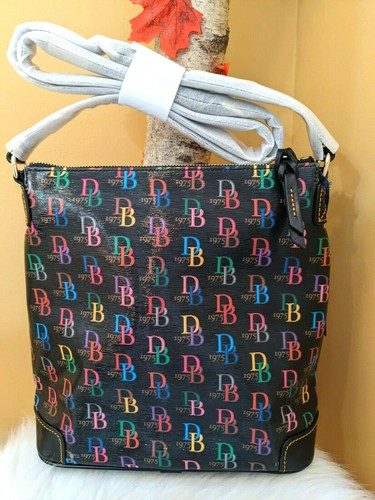 Dooney & Bourke Black DB75 Multi 🌈 Logo Crossbody - Picture 2 of 9