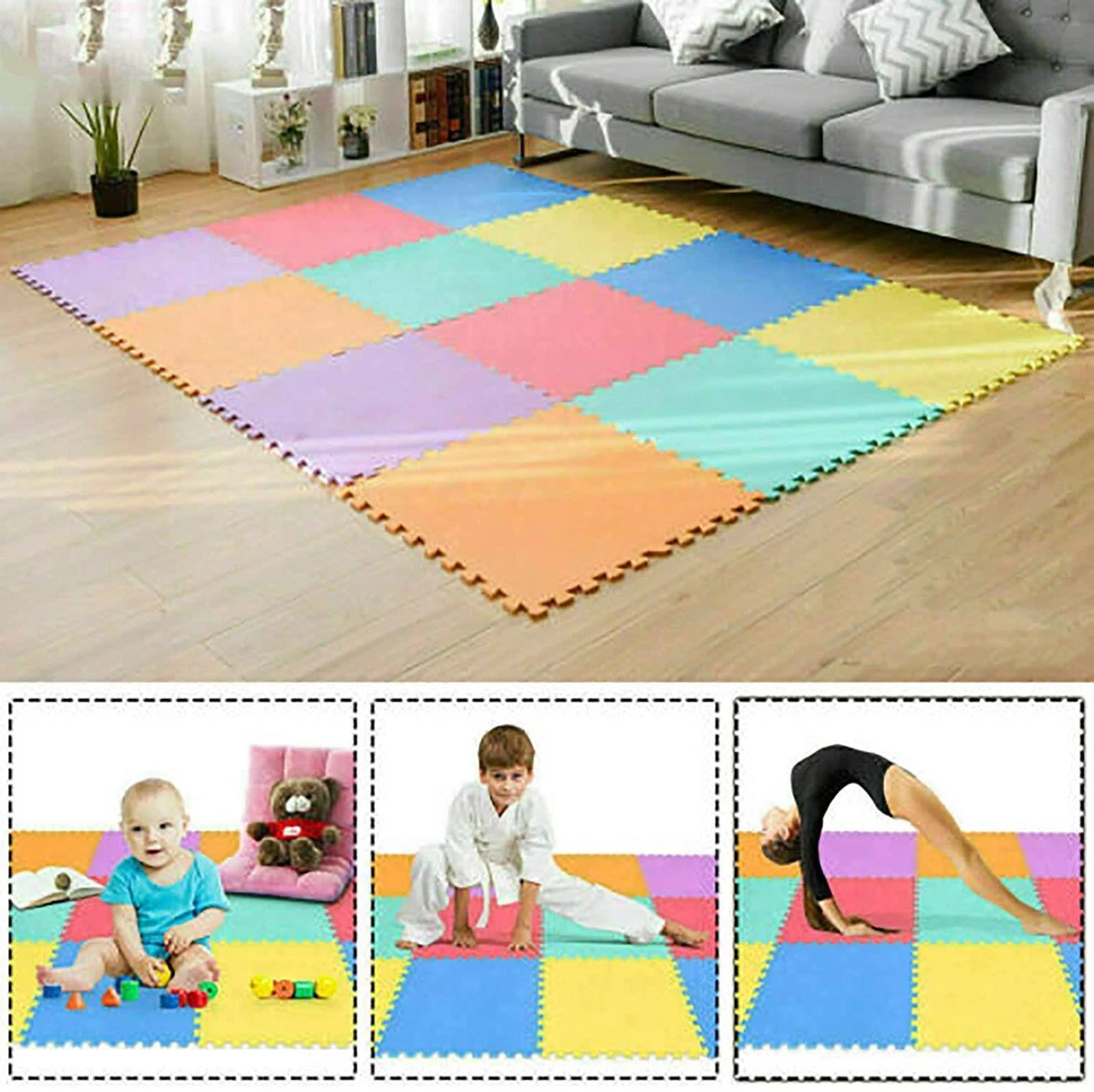 Eva Foam Play Mats Interlocking Exercise Soft Safety Floor Tiles Yoga &  Children