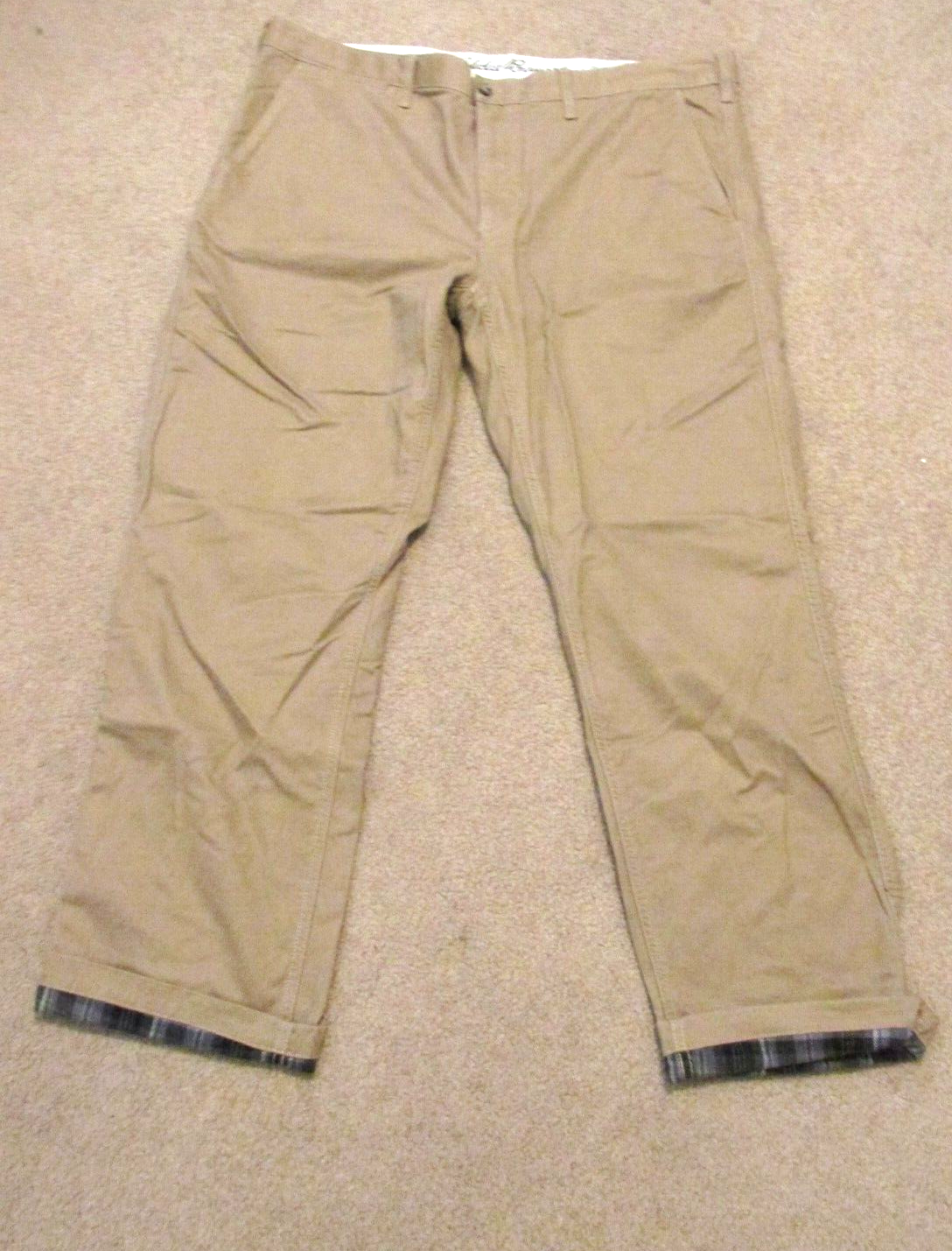 Eddie Bauer Flannel Lined Pants Mens 42-32 Classic Fit Khaki Beige NEW
