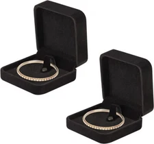 LETURE 2 Pieces Classic Velvet Bracelet Bangle 2 Count (Pack of 1), Black 