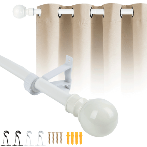 110-360cm Curtain Pole Extendible 25mm Metal With Finials Hook Rod Fitting - Picture 17 of 17