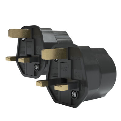 2x Reiseadapter UK England GB Stecker 3pin auf DE EU Steckdose Reisestecker