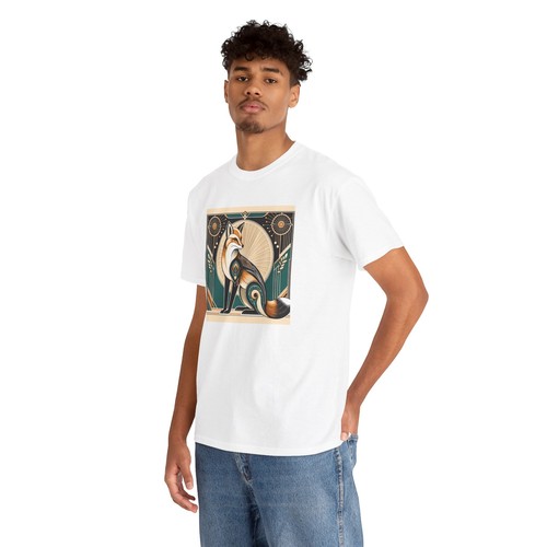 Unisex Adult T Shirt Art Deco Stylized Fox Elegantly Geometric Graphic Tee - Foto 20 di 25