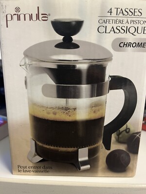 Epoca Primula Classic Coffee Press Glass 4 Cup French American Style NEW IN BOX