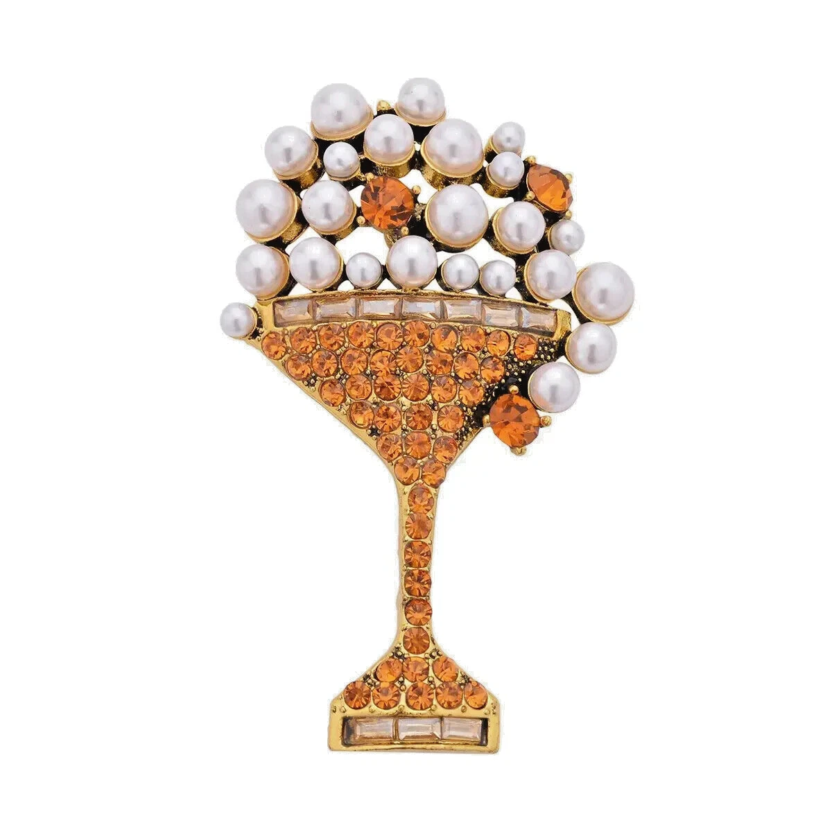 Nordstrom Champagne Cheers Celebration Pearl Crystal Large Brooch NEW