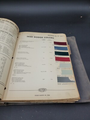 1950 DUPONT DUCO DODGE COLORS PAINT CHIP SWATCH SHEET BULLETIN NO 17 1-3 