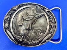 Largemouth Bass Fishing Sports Fish Game Silver Tone 1986 Bergamot Belt Buckle