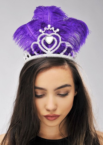 Purple Feather Showgirl Tiara Headdress 