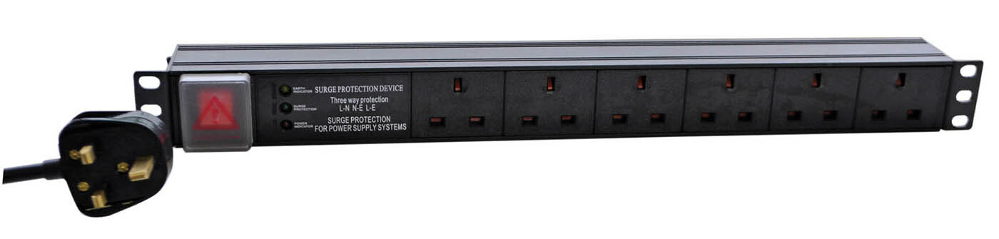 Power Distribution Unit (PDU) 6 x 13A 19"" Rack Surge Protection 2m