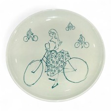 Vintage Nymolle GIRL On A BICYCLE Denmark Small Plate Artist: DES 8905-563