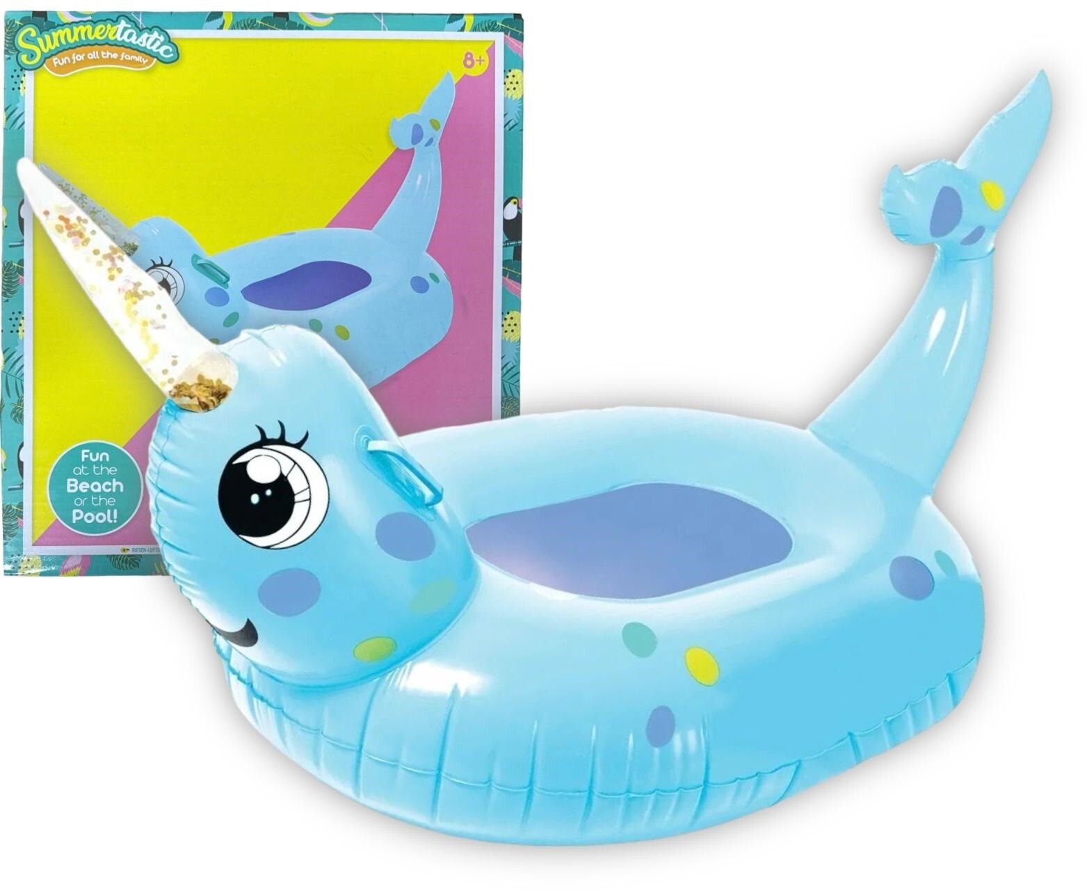 Flotador Inflable Narval Brillo Agua Piscina Tumbona Flotador Vacaciones Piscina Diversión 105CM