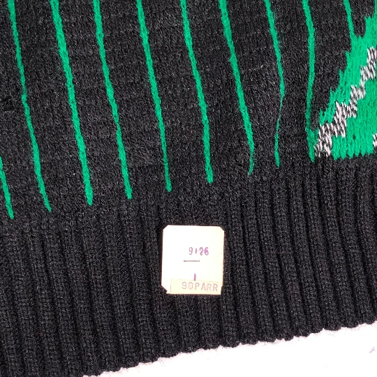 NoS New Vtg 90’s Green ELECTRIC DICE Jumper GEOMETRIC Knit HiP HoP Sweater M - Image 2 of 3