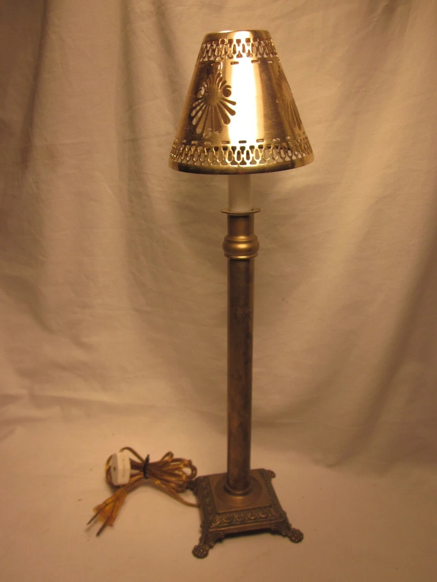 vintage solid brass claw foot table lamp electric light ornate