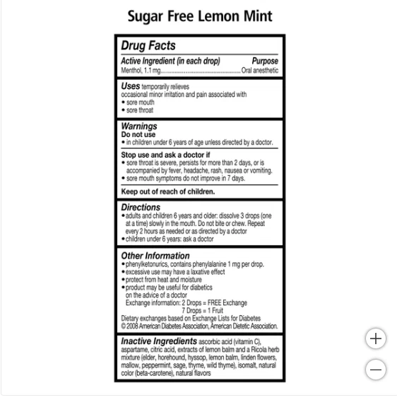 Gotas de menta de limón sin azúcar Ricola - 210 pastillas para aliviar la garganta diarias Foto 3 de 4
