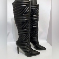 Womens Fashion black High heel knee high Boots NEW