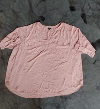 Torrid Size 6X Harper Georgette Black 3/4 Roll Tab Sleeve Top Blouse Pockets