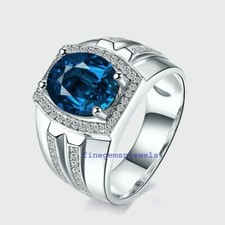Natural London Blue topaz CZ Gemstone with 925 Sterling silver Ring for Men 5