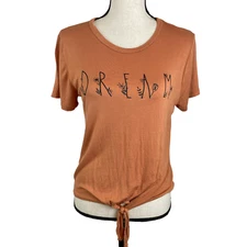 DIRTEE LAUNDRY ORANGE DREAM GRAPHIC TIE FRONT SHORT SLEEVE JERSEY TEE SHIRT M