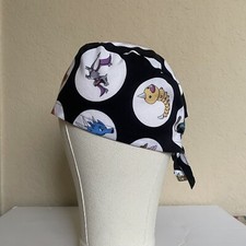 Pokemon Mens Surgical Scrub Cap, Black Nurse, Doctor Hat Pokemon Chemo Cap