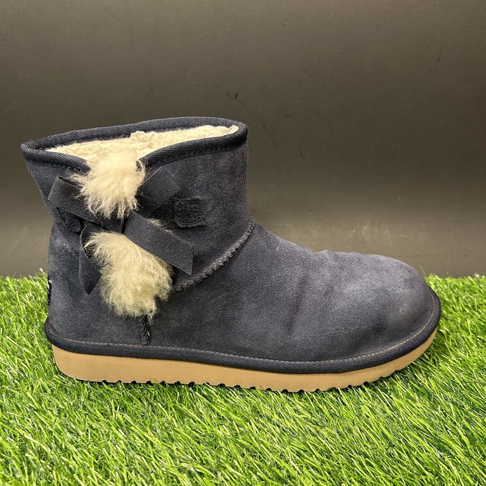 Koolaburra by UGG Victoria Boots Womens 7 Blue Suede Ankle Booties Winter Fur