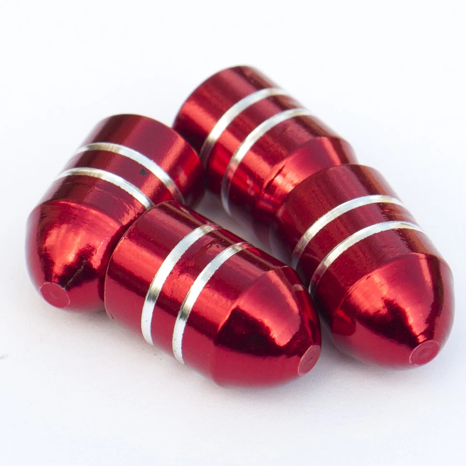 Juego de 4 juntas de anillo de goma con tapa de llanta universal para vehículo con forma de bala roja Foto 3 de 4