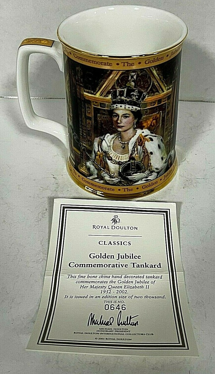 ROYAL DOULTON QUEEN ELIZABETH II GOLDEN JUBILEE 2002 TANKARD