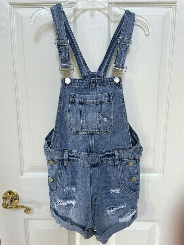 BlankNYC Medium Wash Denim Shortalls Overalls Shorts Size 25 Girls' Womens'
