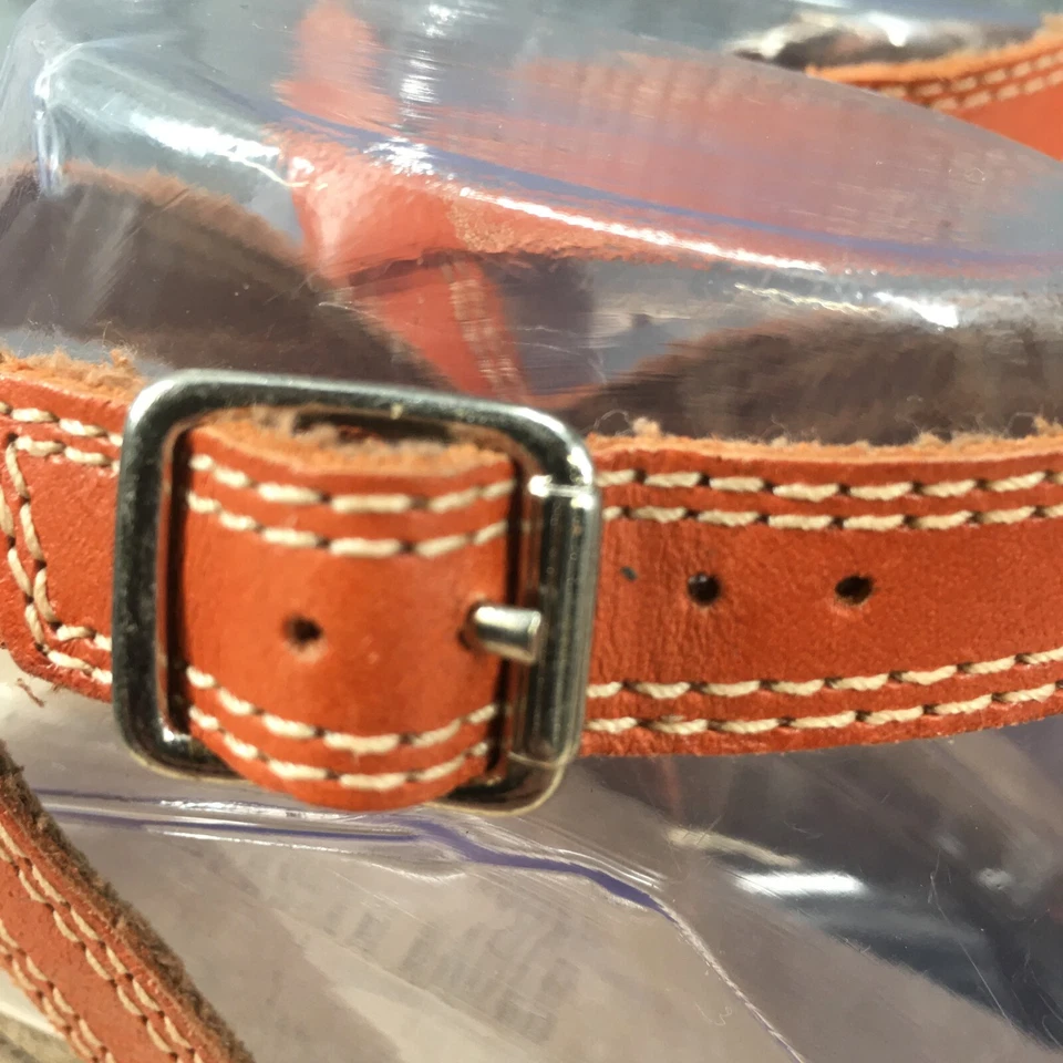 American Eagle Outfitters Heels Womens 8M Platform Orange Leather Wedge Open Toe - Image 4 of 4