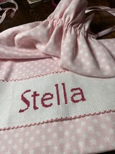 SACCA NASCITA Personalizzata Ricamata A Mano (rosa O Azzurra)