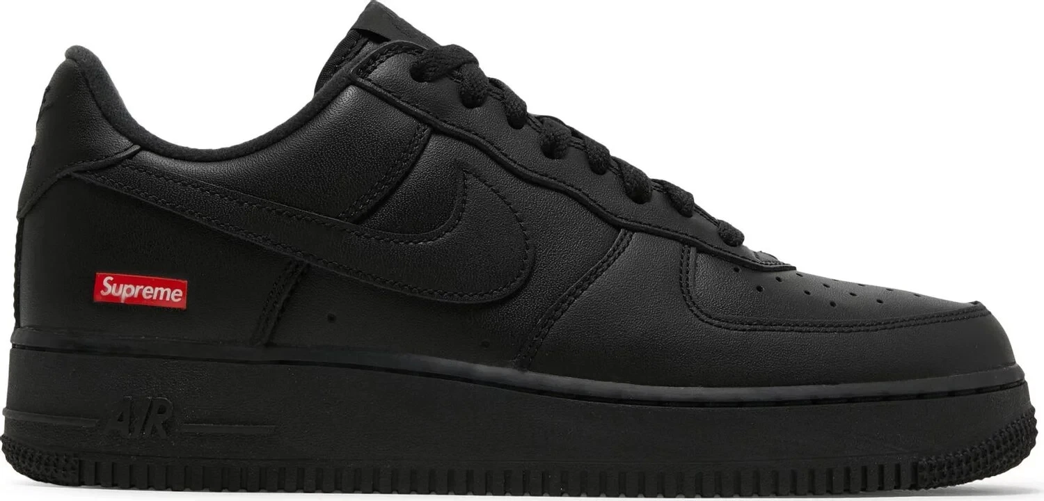 [NEW] Nike Air Force 1 Low x Supreme Black/Black Black CU9225 001 Mens US Size 8