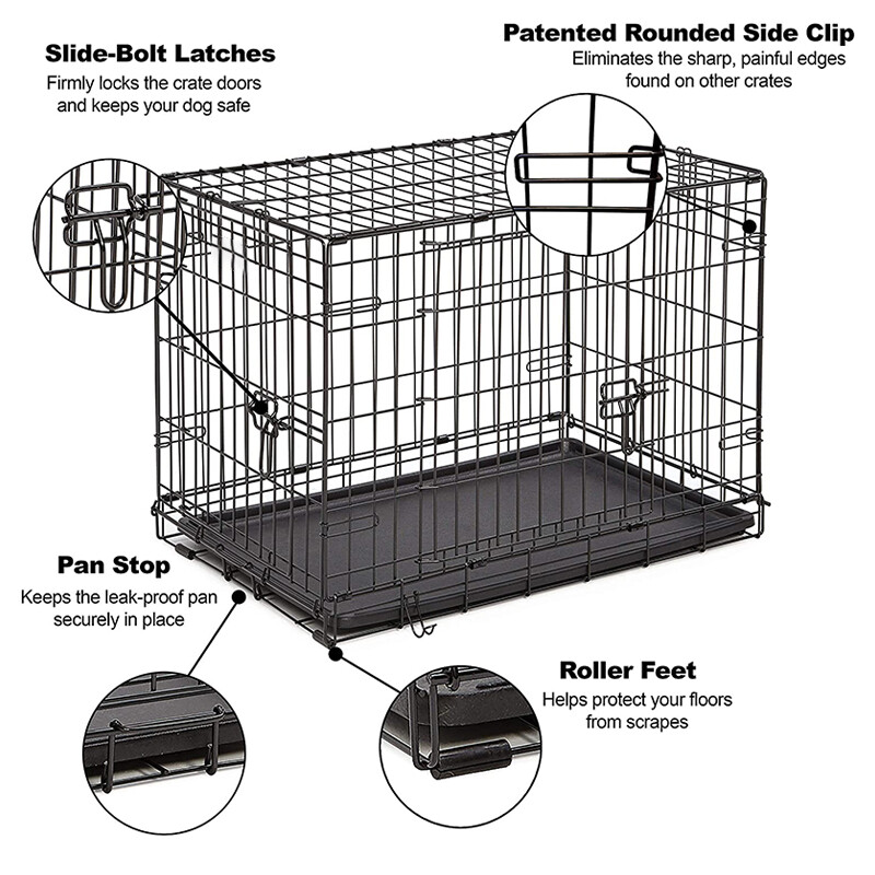 Dog Cage Pet Puppy Metal Training Crate Carrier Black Medium Large S M