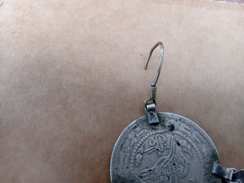 Monedas de plata antiguas raras del Imperio Otomano amuleto, talismán, colgante-18/19 c. - Imagen 3 de 10