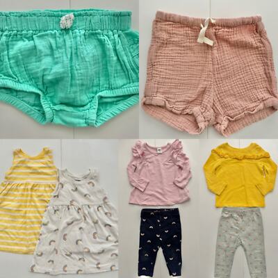 8 PIECE BUNDLE 6-12mo NWT Old Navy GAP H&M Cat & Jack 2 Dresses 2 Outfits2 short