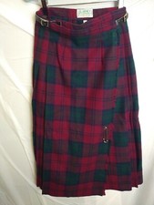 READ BLARNEY Woolen mills Plaid Wool Kilt Pleated Skirt Womens 10 Ireland 24" W