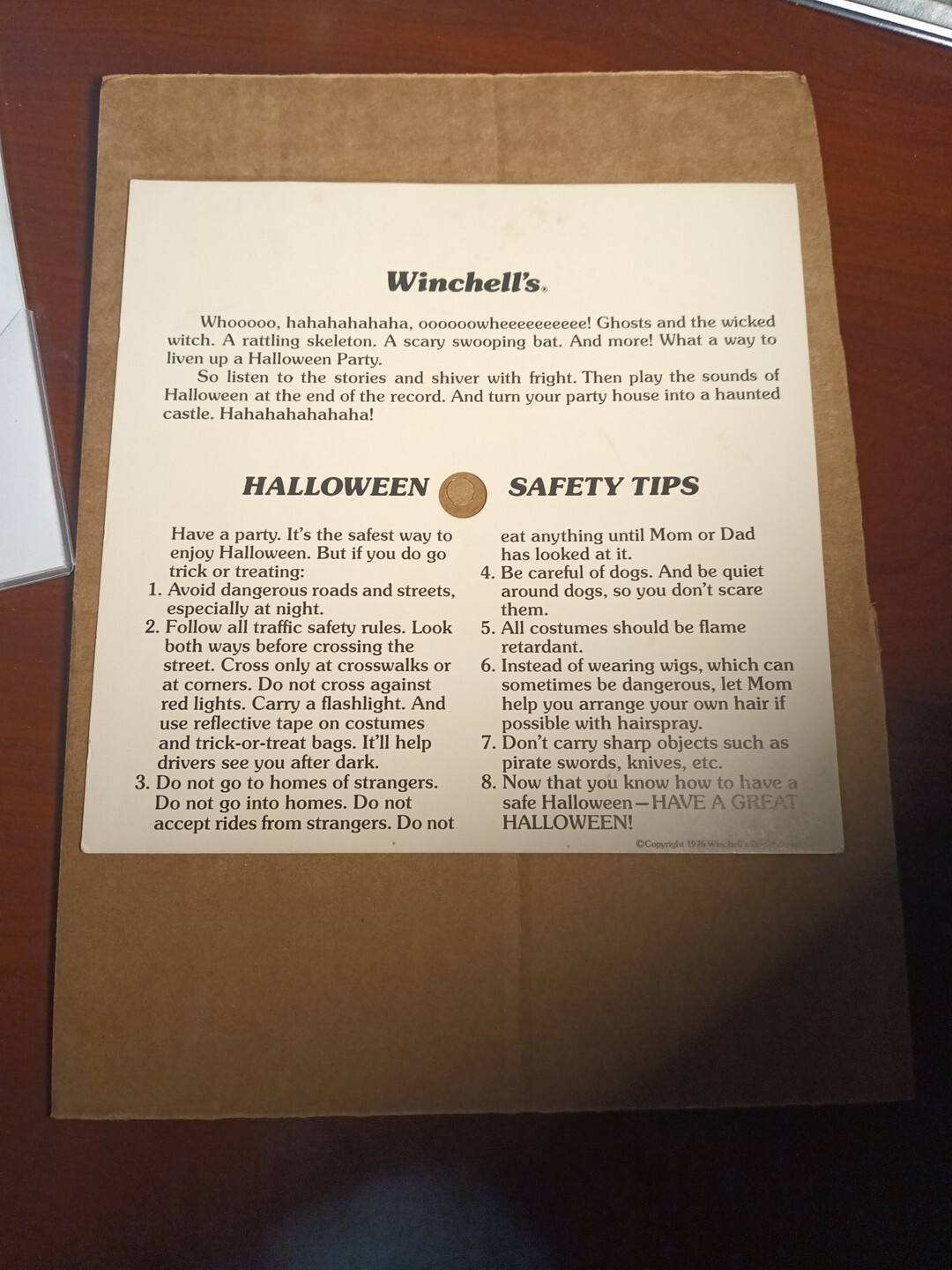 Halloween 7" 33 Flexi Disc HEAR THE MONSTERS(1976)Winchell's Donut